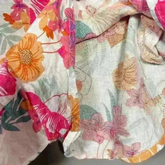 RACHEL ZOE Floral Hawaiian Tropical Linen Blend Pull On Shorts Women Medium - Picture 6 of 9